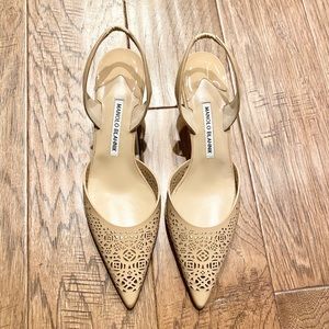 Manolo Blahnik Laser Cut Slingbacks NWOT